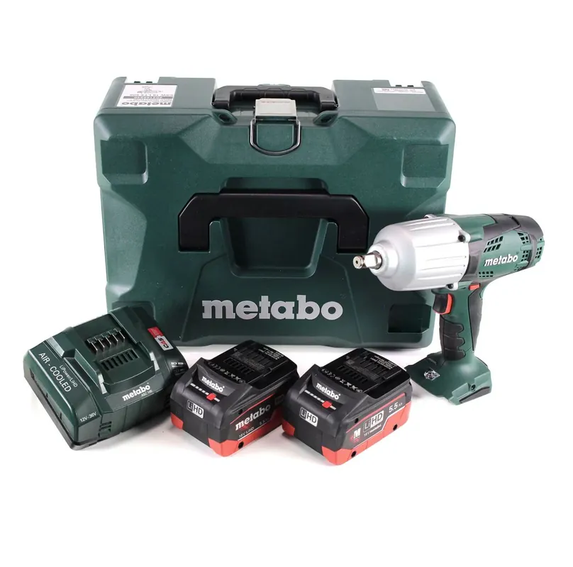Metabo SSW 18 LTX 600 Akku Schlagschrauber 18 V 600 Nm 1/2" + 2x LiHD Akku 5,5 Ah + Ladegerät + MetaLoc Geprüft
