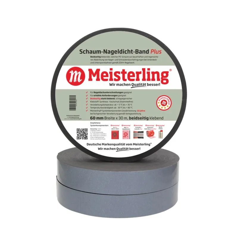 Meisterling Schaum Nageldicht Band Plus 3 mm x 60 mm x 30 m ( 006050000110 ) Echt