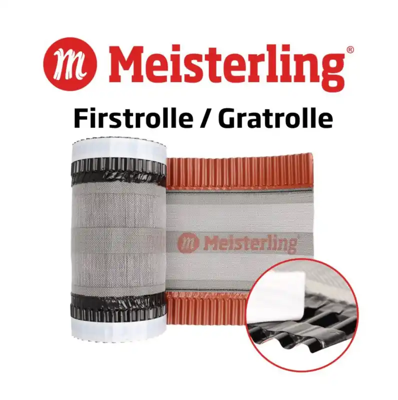 Meisterling Firstrolle / Gratrolle 320 mm x 5 m ( 012100000410 ) UV stabilisiertes hochleistungs PET Spinnvlies Gewebe ziegelrot Kracherpreis