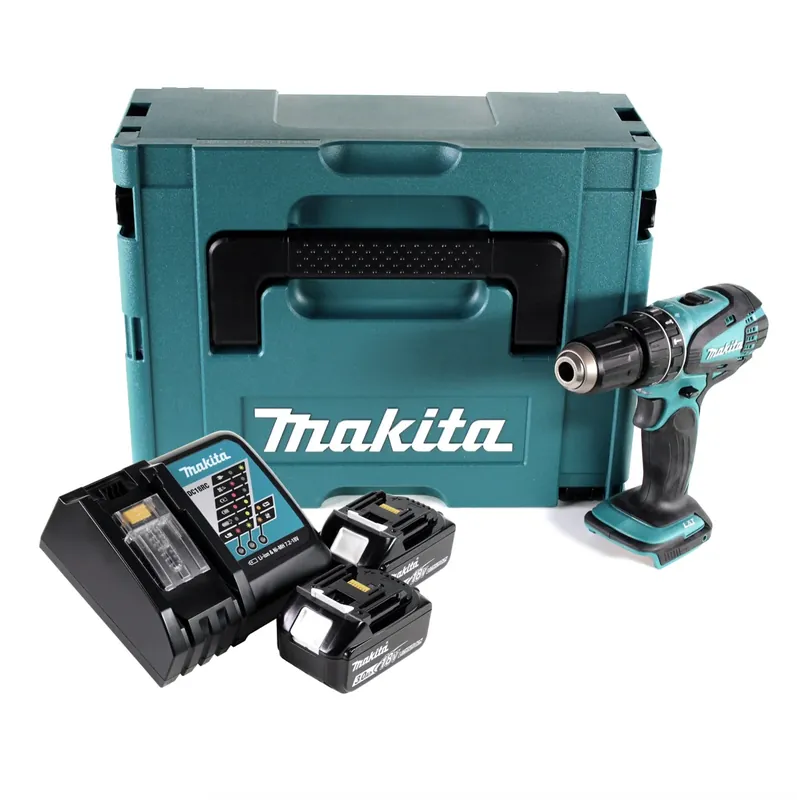 Heißes Angebot Makita DHP 456 RFJ Akku Schlagbohrschrauber 18 V 50 Nm + Makpac + 2x 3,0Ah Akku + Ladegerät