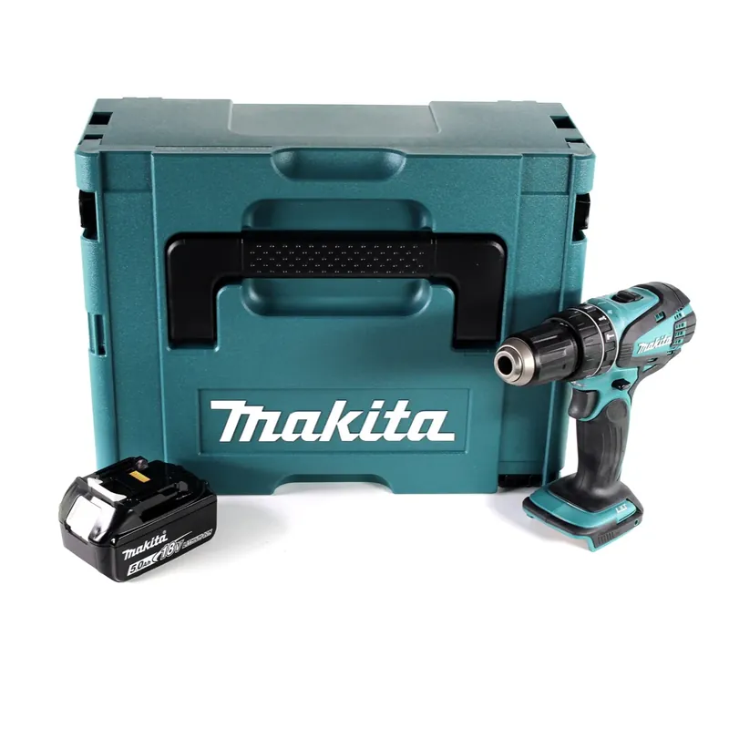Solange Der Vorrat Reicht Makita DHP 456 T1J Akku Schlagbohrschrauber 18 V 50 Nm + Makpac + 1x 5,0Ah Akku - ohne Ladegerät
