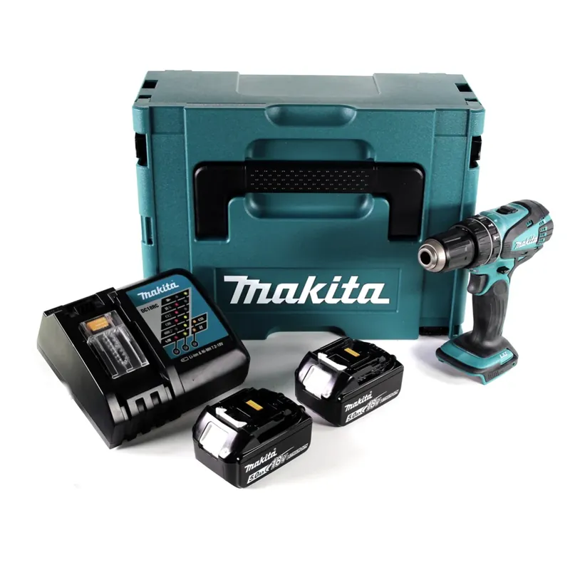 Makita DHP 456 RTJ Akku Schlagbohrschrauber 18 V 50 Nm + Makpac + 2x 5,0Ah Akku + Ladegerät Super-Preis