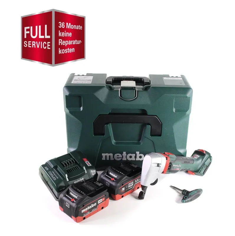 Rabatt GRATIS 3 Jahre Full Service Rundum Schutz Metabo NIV 18 LTX BL 1.6 Akku Nibbler 18 V Brushless Knabber + 2x LiHD Akku 5,5 Ah + Ladegerät + MetaLoc