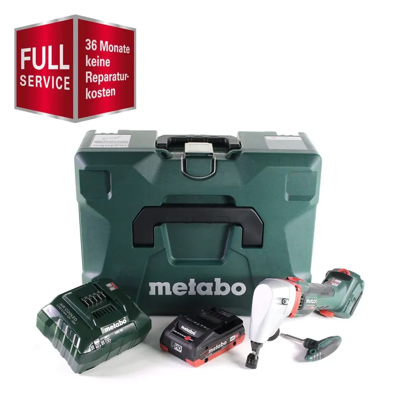 Geprüft GRATIS 3 Jahre Full Service Rundum Schutz Metabo NIV 18 LTX BL 1.6 Akku Nibbler 18 V Brushless Knabber + 1x LiHD Akku 4,0 Ah + Ladegerät + MetaLoc