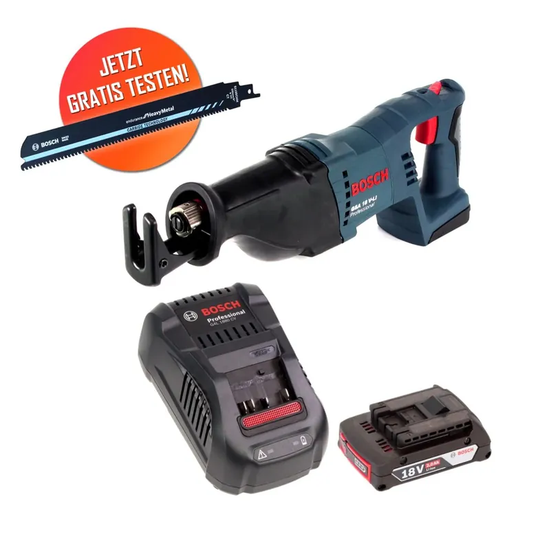 Meistverkauft Gratis Bosch Carbide Säbelsägeblatt Bosch GSA 18V-LI Akku Säbelsäge 18 V + 1x Akku 2,0 Ah + Ladegerät