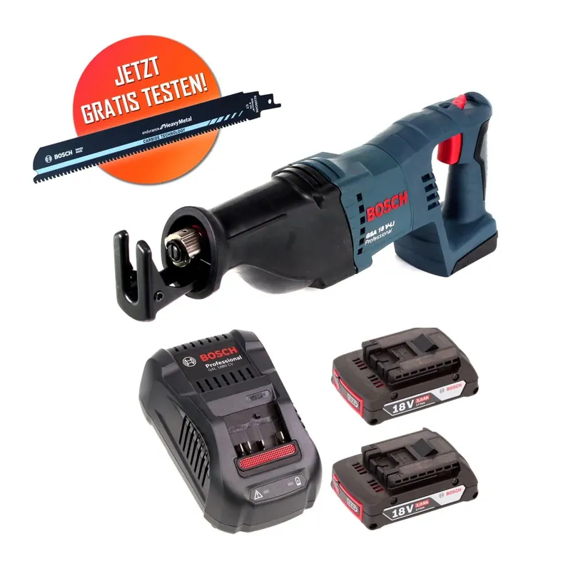 Gratis Bosch Carbide Säbelsägeblatt Bosch GSA 18V-LI Akku Säbelsäge 18 V + 2x Akku 2,0 Ah + Ladegerät Jetzt Bestellen