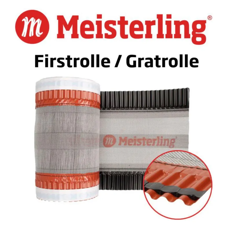Meisterling Firstrolle / Gratrolle 320 mm x 5 m 4 Stück ( 4x 012100000400 ) UV stabilisiertes hochleistungs PET Spinnvlies Gewebe schwarz Sonderangebot