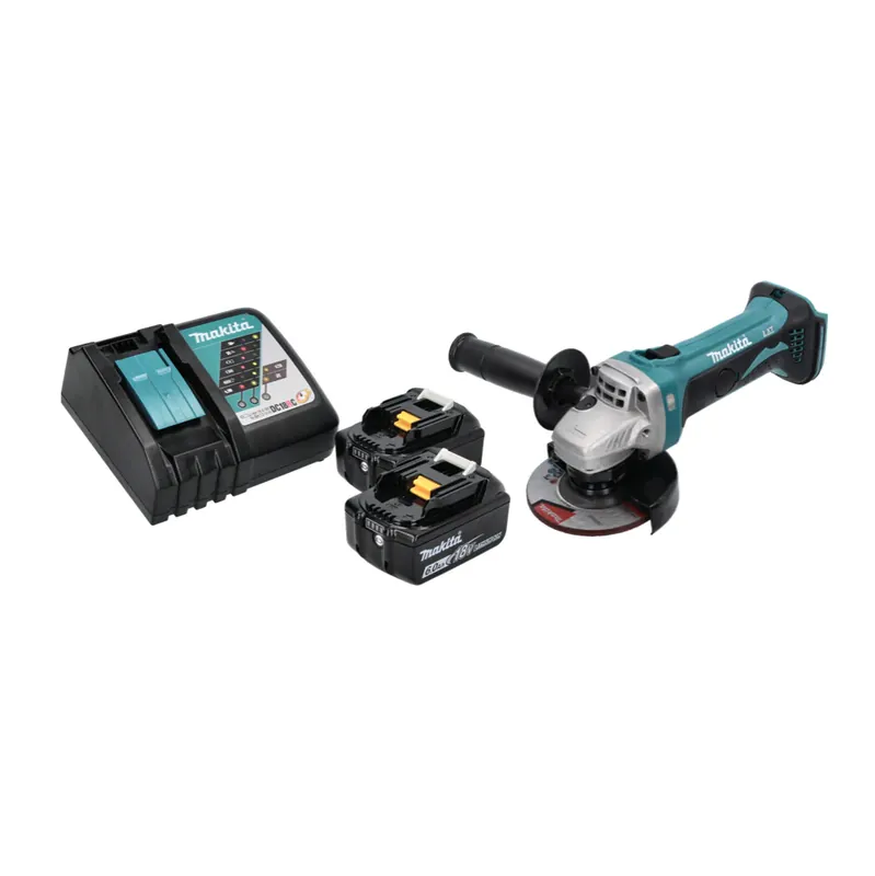 Makita DGA 452 RG Akku Winkelschleifer 18 V 115 mm + 2x Akku 6,0 Ah + Ladegerät Saisonangebot