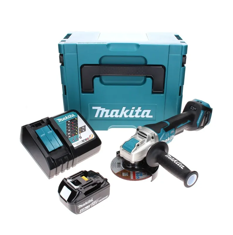 Top-Seller Makita DGA 519 RM1J Akku Winkelschleifer 18 V 125 mm Brushless X-Lock + 1x Akku 4,0 Ah + Ladegerät + Makpac