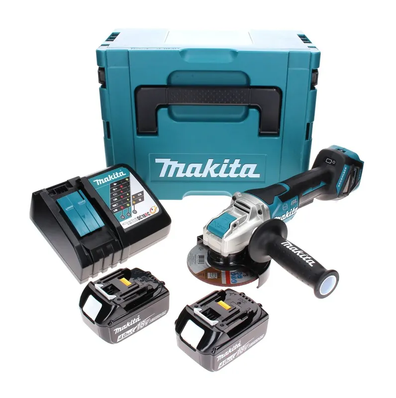 Letzte Chance Makita DGA 519 RMJ Akku Winkelschleifer 18 V 125 mm Brushless X-Lock + 2x Akku 4,0 Ah + Ladegerät + Makpac