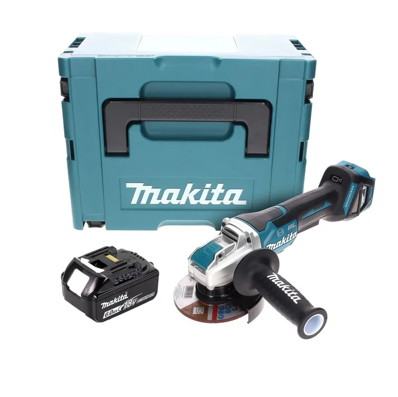 Super-Preis Makita DGA 519 G1J Akku Winkelschleifer 18 V 125 mm Brushless X-Lock + 1x Akku 6,0 Ah + Makpac - ohne Ladegerät