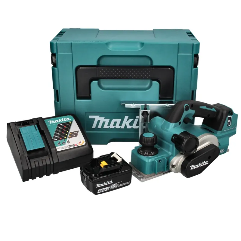 Makita DKP 181 RM1J Akku Hobel Falzhobel 82 mm 18 V Brushless + 1x Akku 4,0 Ah + Ladegerät + Makpac Neue Ware