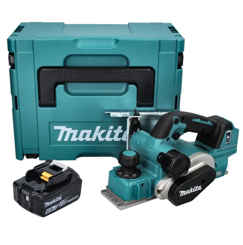 Neu Makita DKP 181 G1J Akku Hobel Falzhobel 82 mm 18 V Brushless + 1x Akku 6,0 Ah + Makpac - ohne Ladegerät