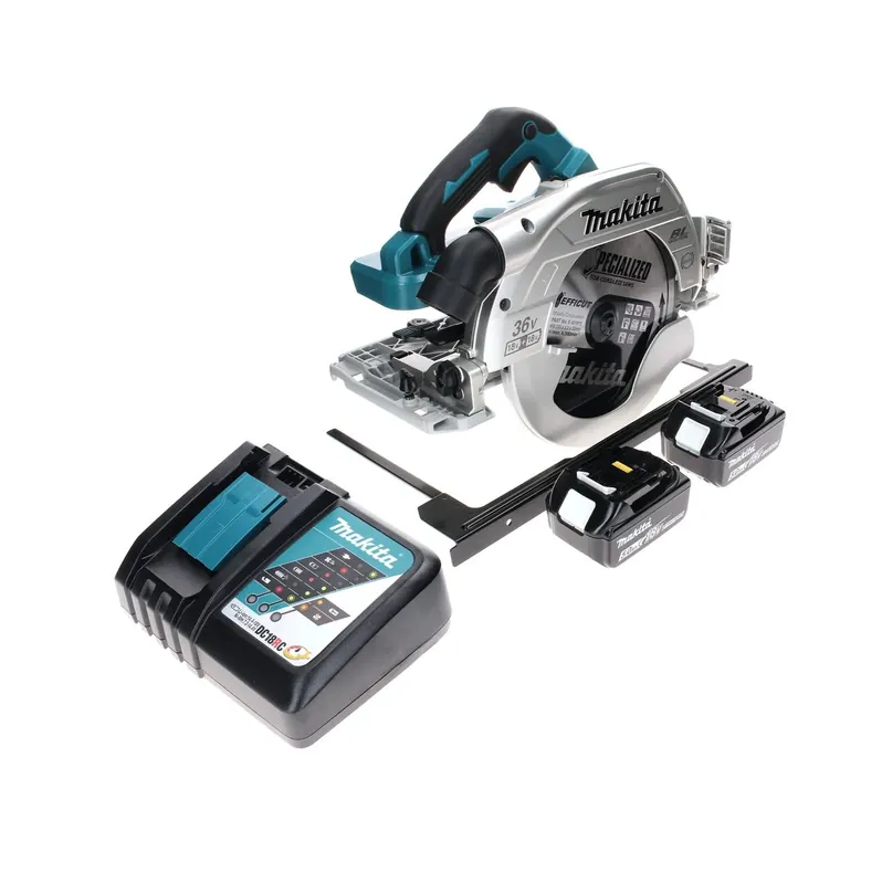 Bestpreis Makita DHS 900 RT2 Akku Handkreissäge 36 V ( 2x 18 V ) 235 mm Brushless + 2x Akku 5,0 Ah + Ladegerät