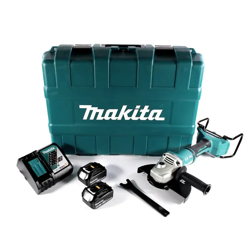 Makita DGA 900 RMK Akku Winkelschleifer 36 V ( 2x 18 V ) 230 mm Brushless + 2x Akku 4,0 Ah + Ladegerät + Koffer Schneller Versand