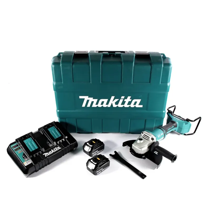 Knallerangebot Makita DGA 900 PMK Akku Winkelschleifer 36 V ( 2x 18 V ) 230 mm Brushless + 2x Akku 4,0 Ah + Doppelladegerät + Koffer