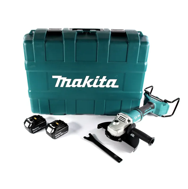 Makita DGA 900 TK Akku Winkelschleifer 36 V ( 2x 18 V ) 230 mm Brushless + 2x Akku 5,0 Ah + Koffer - ohne Ladegerät Kracherpreis