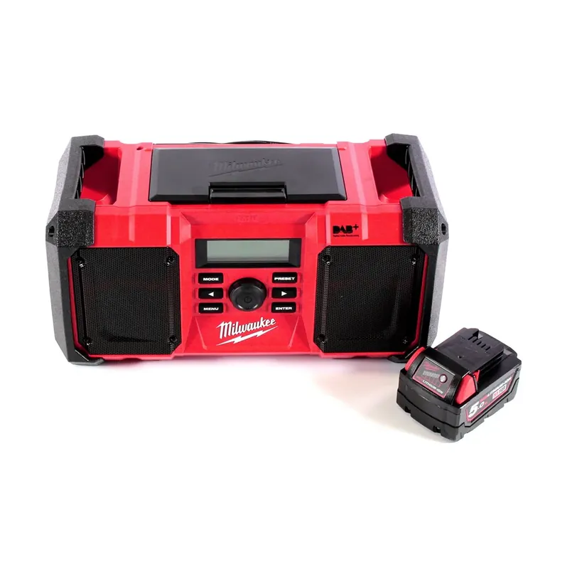 Markenware Milwaukee M18 JSR DAB+-501 Akku / Netz Radio Baustellenradio 18 V + 1x Akku 5,0 Ah - ohne Ladegerät