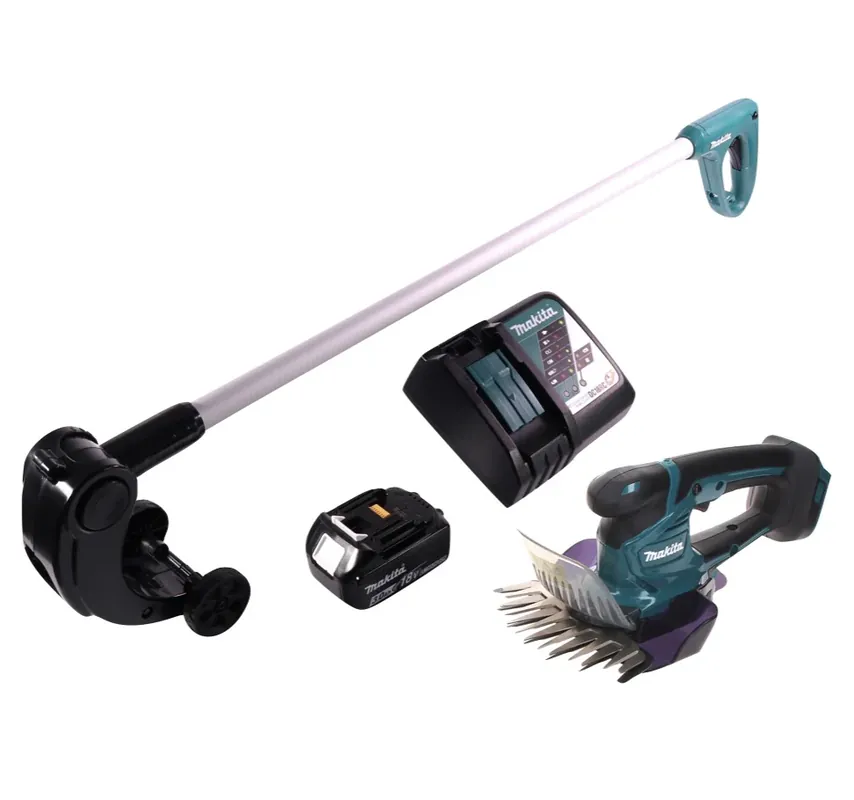 Makita DUM 604 RF1 Akku Grasschere 18 V + Griffverlängerung mit Rolle + 1x Akku 3,0 Ah + Ladegerät Highlight