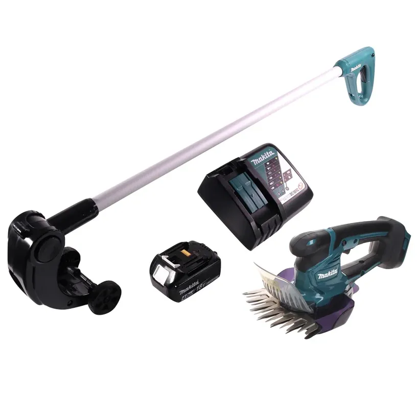 Makita DUM 604 RM1 Akku Grasschere 18 V + Griffverlängerung mit Rolle + 1x Akku 4,0 Ah + Ladegerät Günstig