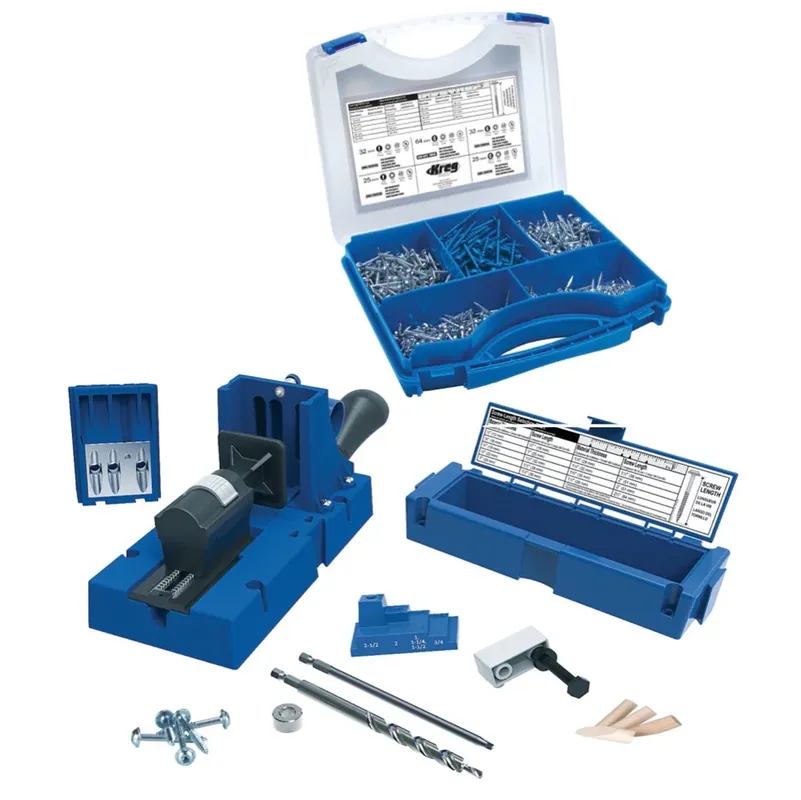 Günstig KREG Jig K5 Bohrschablone ( K5 ) Taschenloch-Holzverbindungssystem + Bohrschablone K5 + Sockel + Zubehör + 675 tlg. Schrauben Set