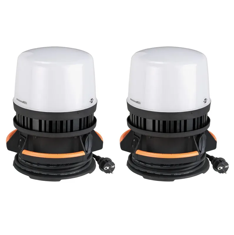 Geprüft Brennenstuhl professionalLINE ORUM Set 2x LED Arbeitsleuchte 360° Baustrahler 8050 Lumen ( 2x 9171400800 ) 100 Watt IP54 BGI 608