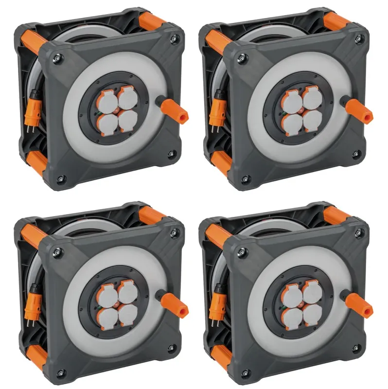 Super-Preis Brennenstuhl professionalLINE Set 4x Kabeltrommel mit Rundum Überrollschutz ( 4x 9202330100 ) 33 m 4 Steckdosen IP44 BGI 608