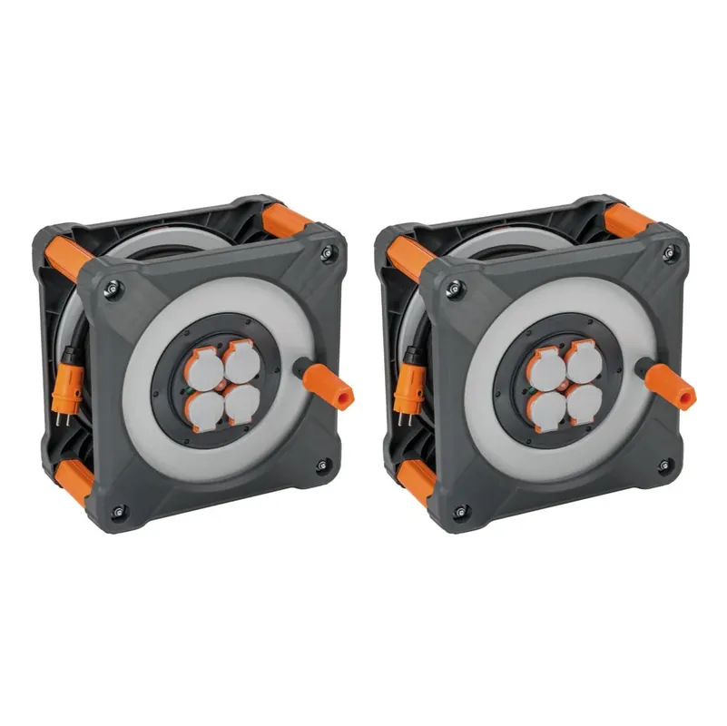 Brennenstuhl professionalLINE Set 2x Kabeltrommel mit Rundum Überrollschutz ( 2x 9201500100 ) 50 m 4 Steckdosen IP44 BGI 608 Jetzt Kaufen