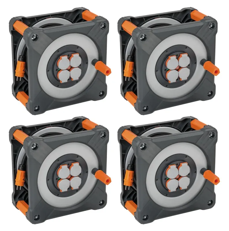 Brennenstuhl professionalLINE Set 4x Kabeltrommel mit Rundum Überrollschutz ( 4x 9201500100 ) 50 m 4 Steckdosen IP44 BGI 608 Mega-Angebot