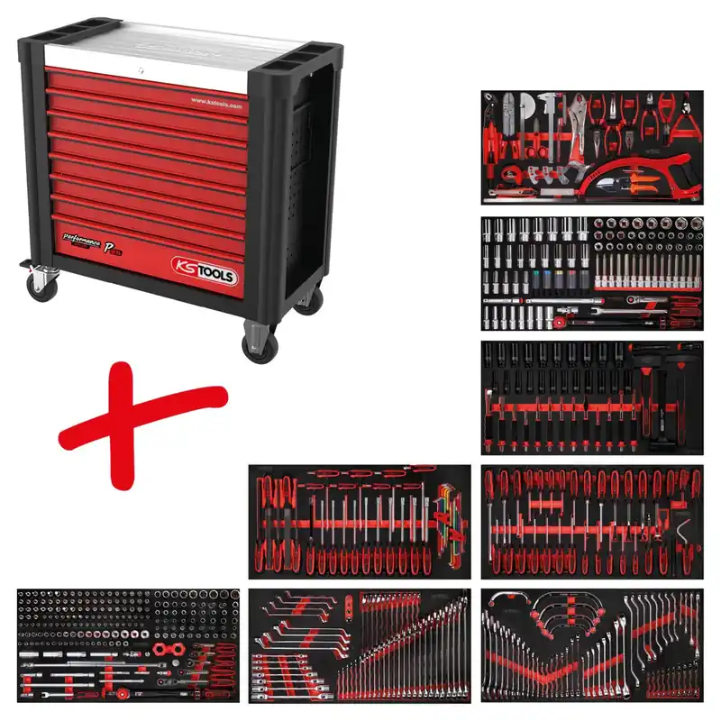 KS TOOLS Performanceplus Werkstattwagen-Satz P25 mit 564 Werkzeugen für 8 Schubladen ( 825.8564 ) Sofort Bestellen