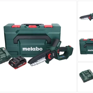 Zertifiziert Metabo MS 18 LTX 15 Akku Gehölzsäge 18 V 15 cm 5 m/s + 1x Akku 4,0 Ah + Ladegerät + metaBOX