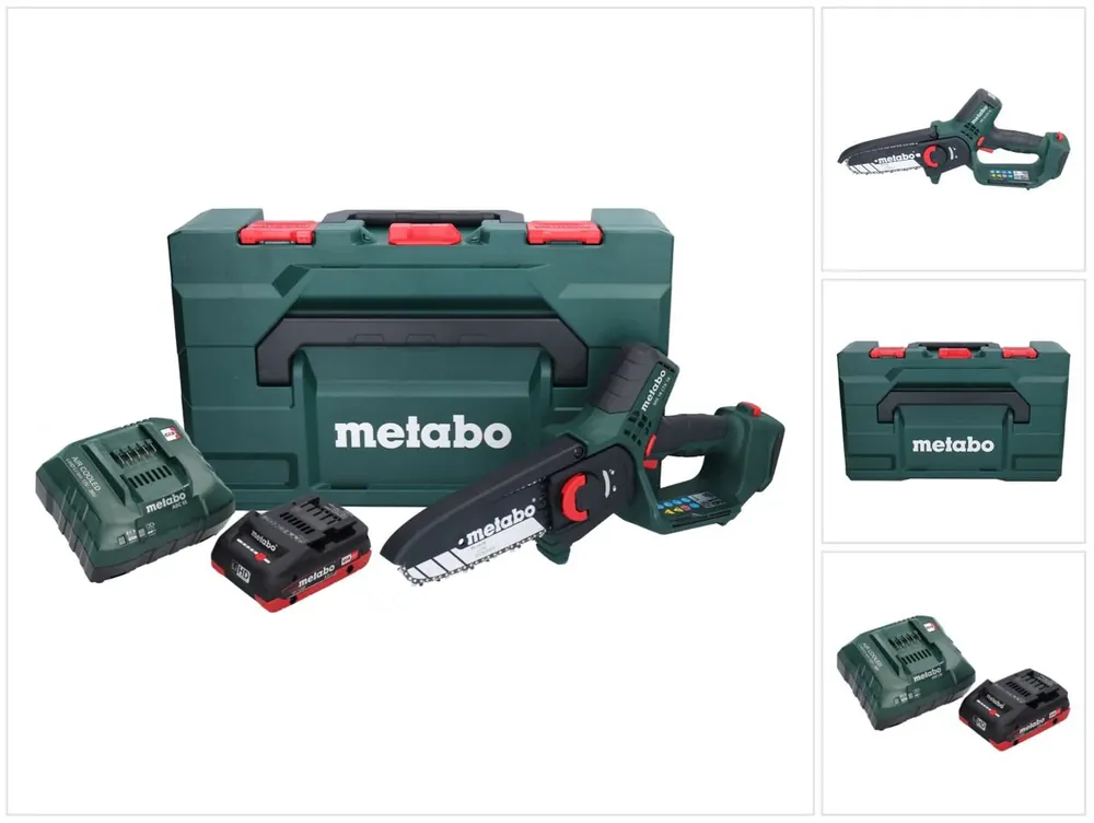 Zertifiziert Metabo MS 18 LTX 15 Akku Gehölzsäge 18 V 15 cm 5 m/s + 1x Akku 4,0 Ah + Ladegerät + metaBOX