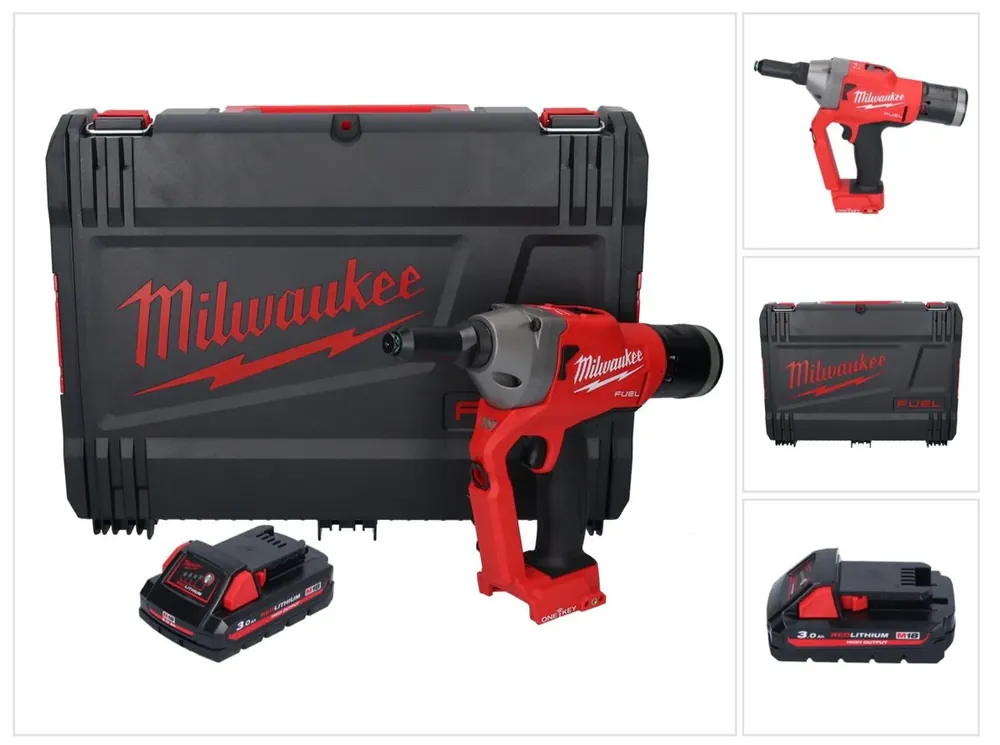 Milwaukee M18 ONEFPRT-301X Akku Blindnietgerät 18 V 20 kN Brushless + 1x Akku 3,0 Ah + HD Box - ohne Ladegerät Schneller Versand