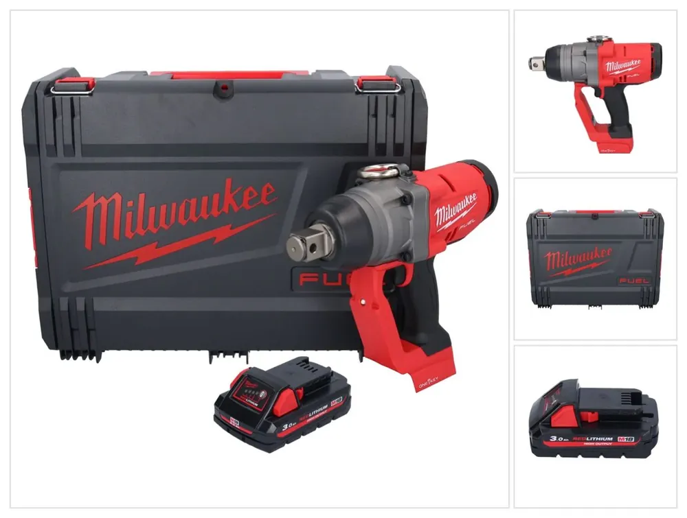 Echt Milwaukee M18 ONEFHIWF1-301X Akku Schlagschrauber 18 V 2033 Nm 1″ Brushless + 1x Akku 3,0 Ah + HD Box - ohne Ladegerät