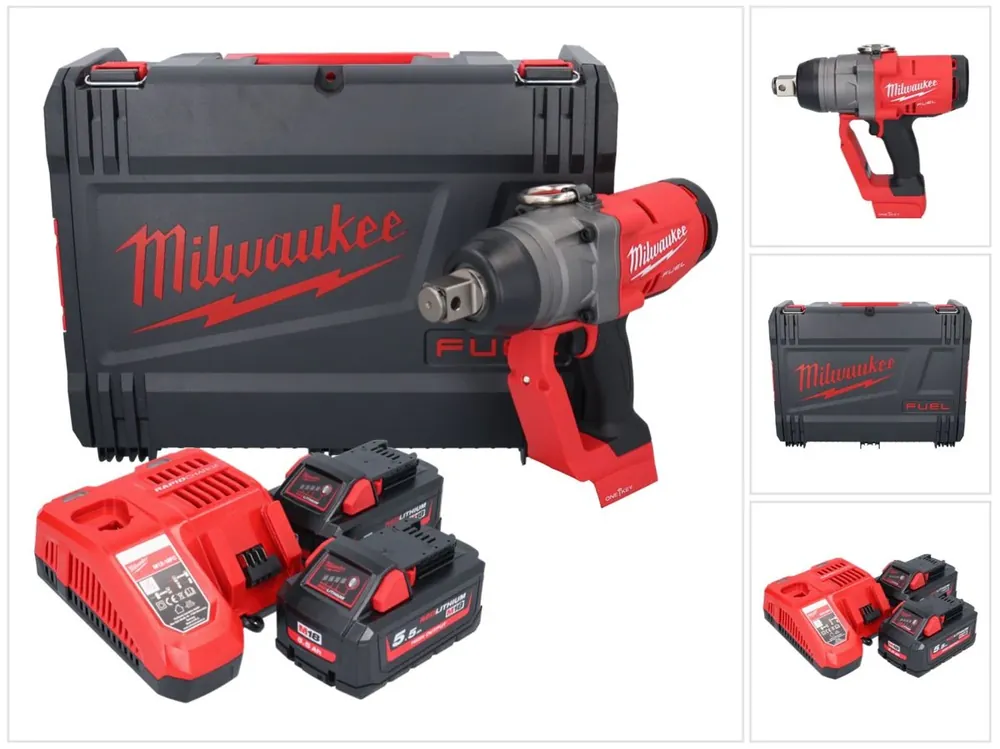 Milwaukee M18 ONEFHIWF1-552X Akku Schlagschrauber 18 V 2033 Nm 1″ Brushless + 2x Akku 5,5 Ah + Ladegerät + HD Box Neuheit