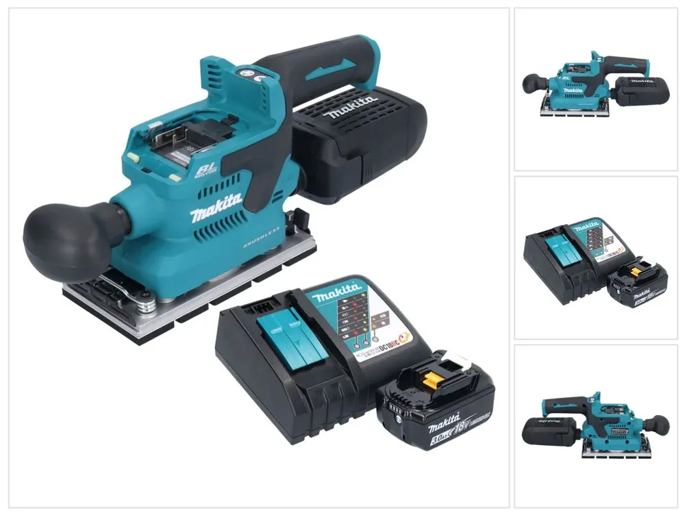 Sonderaktion Makita DBO 381 RF1U Akku Schwingschleifer 18 V 93 x 185 mm Brushless + 1x Akku 3,0 Ah + Ladegerät