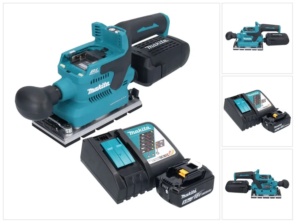Makita DBO 381 RT1U Akku Schwingschleifer 18 V 93 x 185 mm Brushless + 1x Akku 5,0 Ah + Ladegerät Jetzt Bestellen