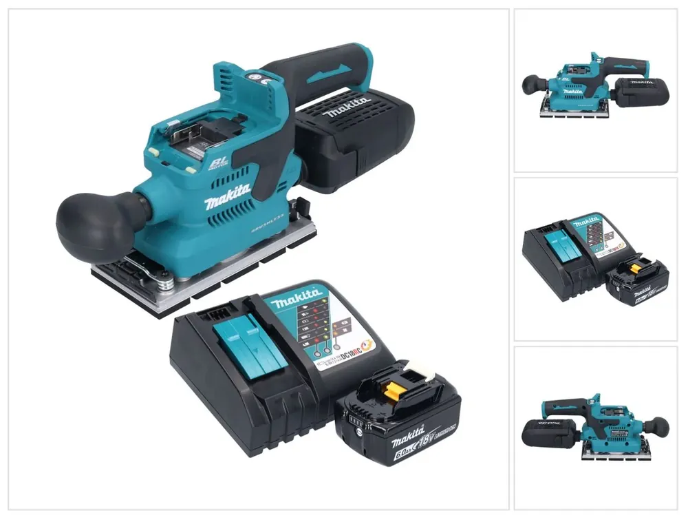 Makita DBO 381 RG1U Akku Schwingschleifer 18 V 93 x 185 mm Brushless + 1x Akku 6,0 Ah + Ladegerät Knallerangebot