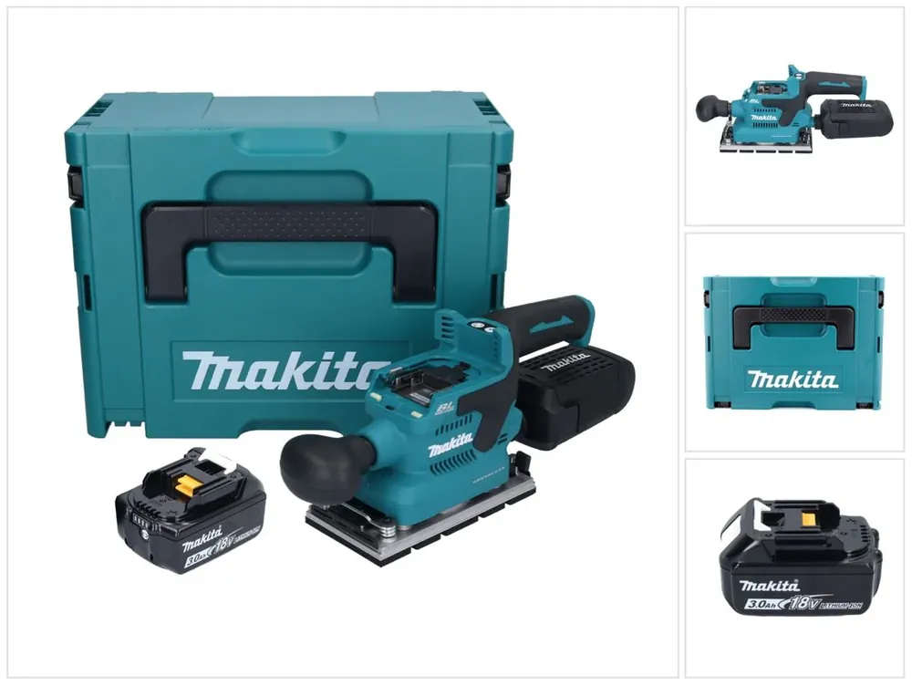 Makita DBO 381 F1JU Akku Schwingschleifer 18 V 93 x 185 mm Brushless + 1x Akku 3,0 Ah + Makpac - ohne Ladegerät Sale