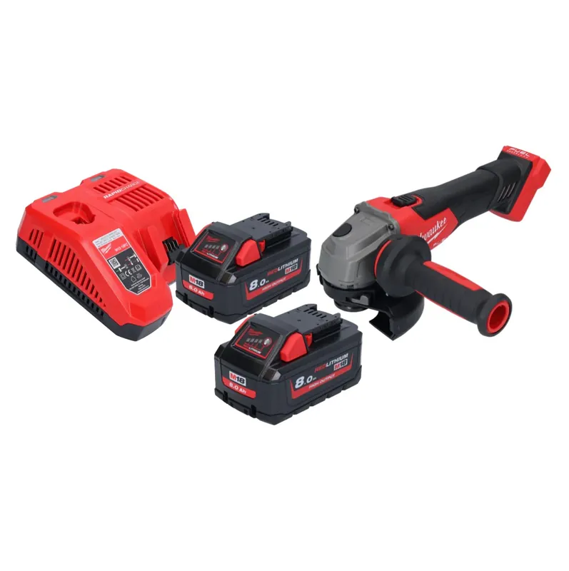 Nur Heute Milwaukee M18 FSAG125X-802 Akku Winkelschleifer 18 V 125 mm Brushless + 2x Akku 8,0 Ah + Ladegerät
