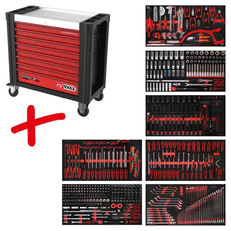 Jetzt Kaufen KS TOOLS Performanceplus Werkstattwagen-Satz P25 mit 510 Werkzeugen für 7 Schubladen ( 825.7510 )