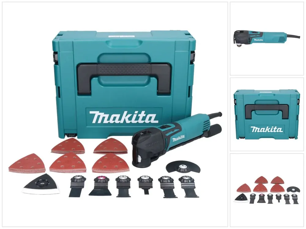 Bestseller Makita TM 3010 CX3J Multifunktionswerkzeug 320 W OIS / Starlock + 59 tlg. Zubehör Set + Makpac