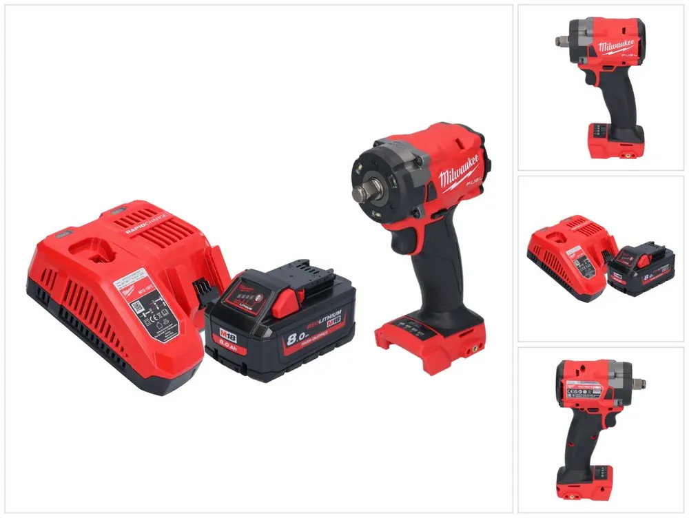 Expressversand Milwaukee M18 FIW2F12-801 Akku Schlagschrauber 18 V 339 Nm 1/2" Brushless + 1x Akku 8,0 Ah + Ladegerät