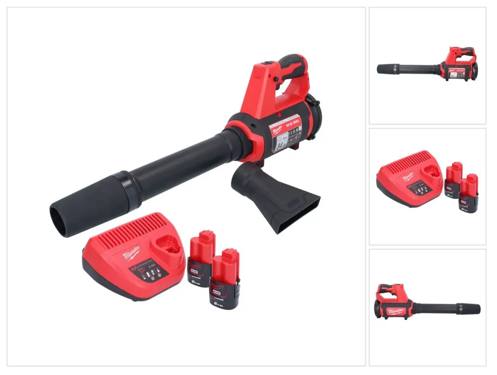 Bestpreis Milwaukee M12 BBL-202 Akku Gebläse 12 V + 2x Akku 2,0 Ah + Ladegerät
