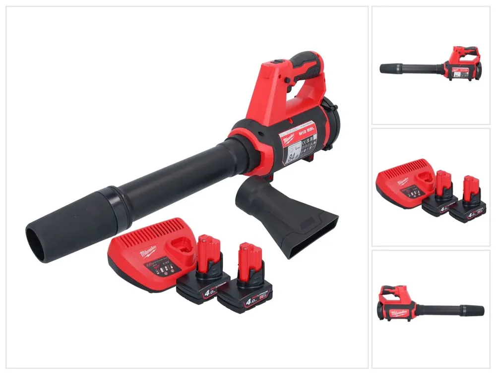Milwaukee M12 BBL-402 Akku Gebläse 12 V + 2x Akku 4,0 Ah + Ladegerät Highlight