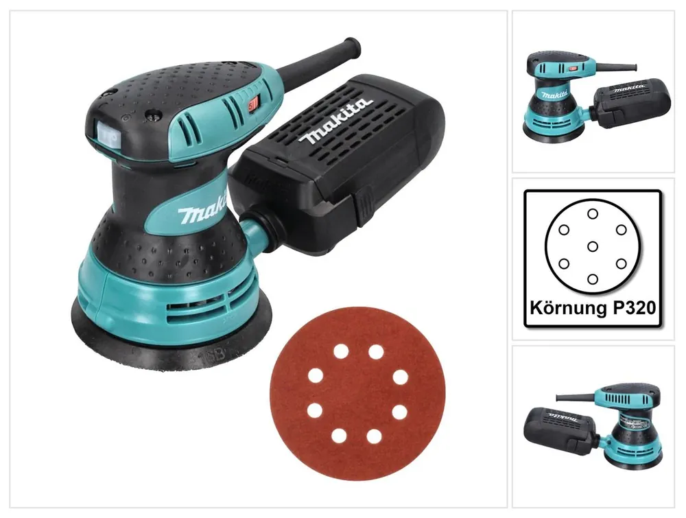 Makita BO 5031 Exzenterschleifer 300 Watt 125 mm + 50x Schleifpapier K320 Super-Preis