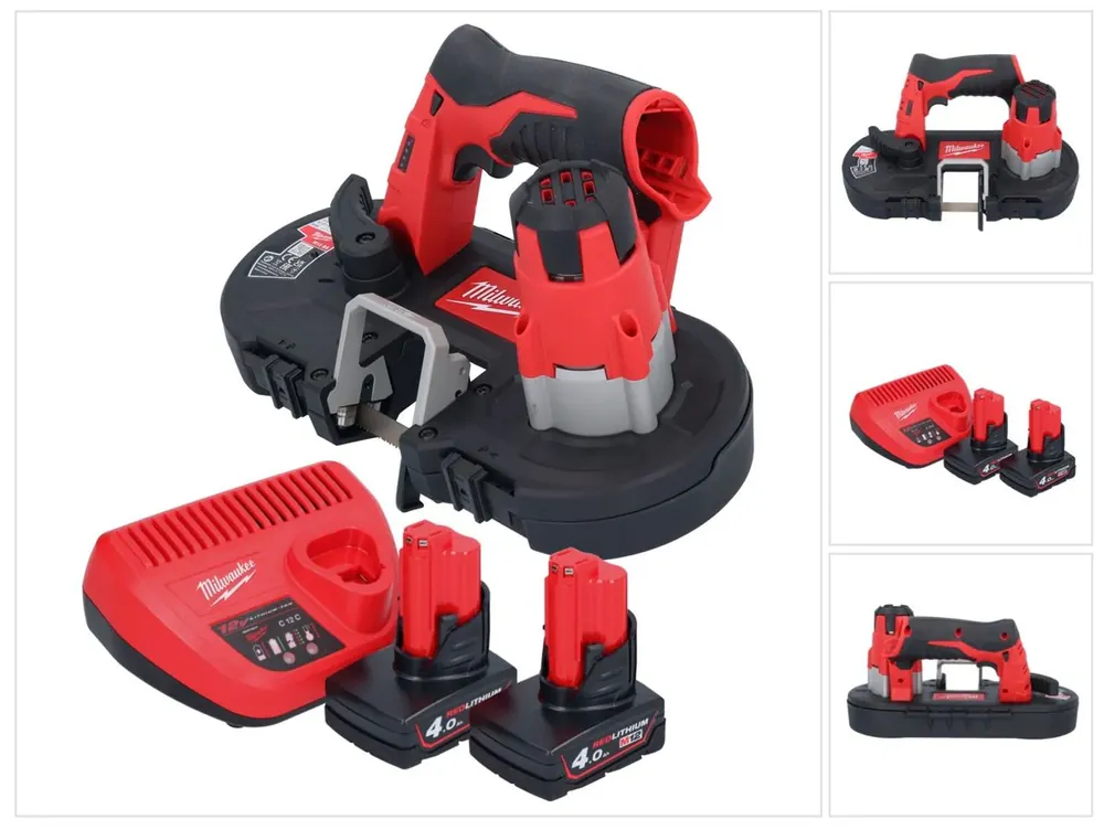 Sichere Zahlung Milwaukee M12 BS-402 Akku Bandsäge 12 V 41 x 41 mm + 2x Akku 4,0 Ah + Ladegerät
