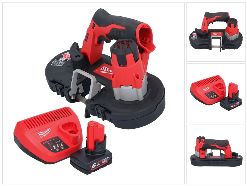 Milwaukee M12 BS-601 Akku Bandsäge 12 V 41 x 41 mm + 1x Akku 6,0 Ah + Ladegerät Solange Der Vorrat Reicht