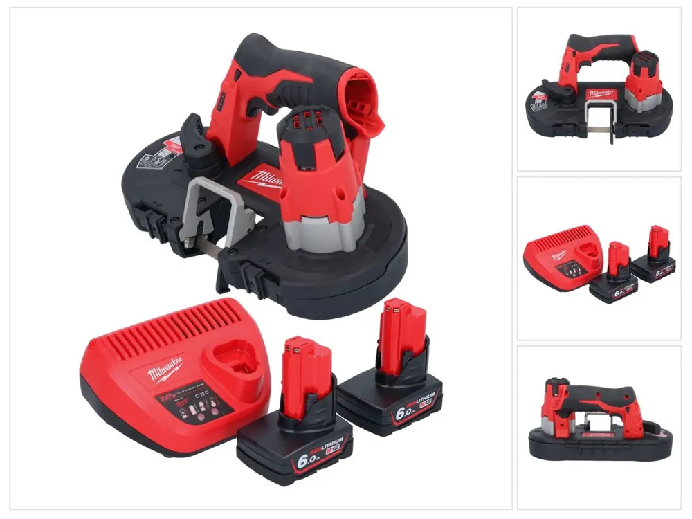 Zertifiziert Milwaukee M12 BS-602 Akku Bandsäge 12 V 41 x 41 mm + 2x Akku 6,0 Ah + Ladegerät