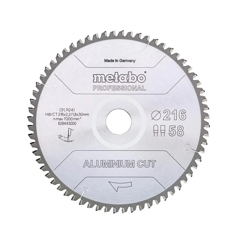 Metabo Aluminium Cut - Professional Kreissägeblatt 216 x 30 mm Z58 FZ/TZ 5° NEG ( 628443000 ) für Aluminium Letzte Chance